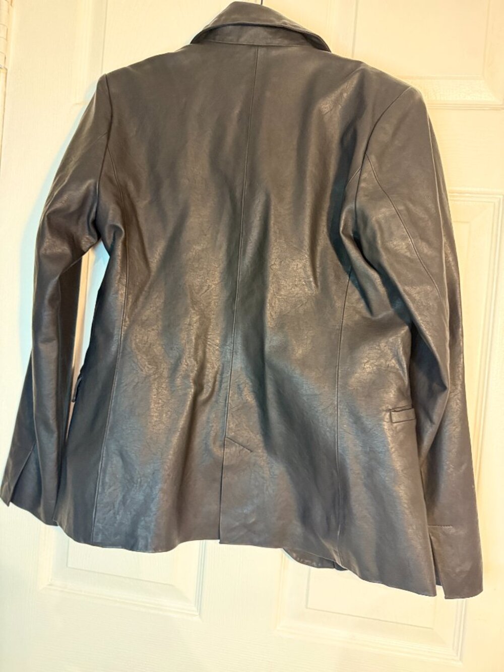 Blank NYC Black Faux Leather Blazer | Single Button | Vegan Leather | Size Small - Picture 3 of 11